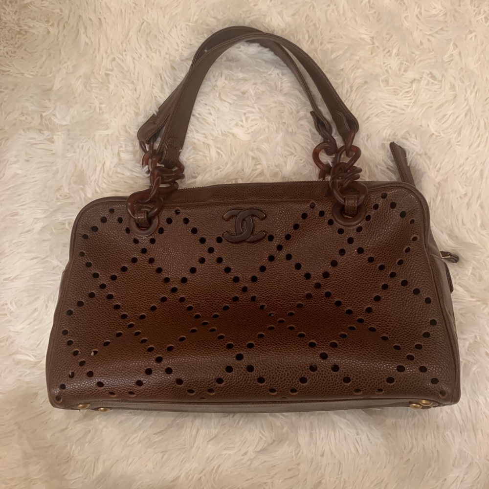 ❌SOLD❌Chanel Vintage Perforated Leather Bowling Bag